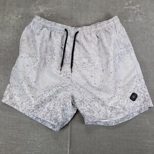 Spicy Tuna Mens XL Swim Trunks Shorts Gray Speckled Drawstring Beach Pool